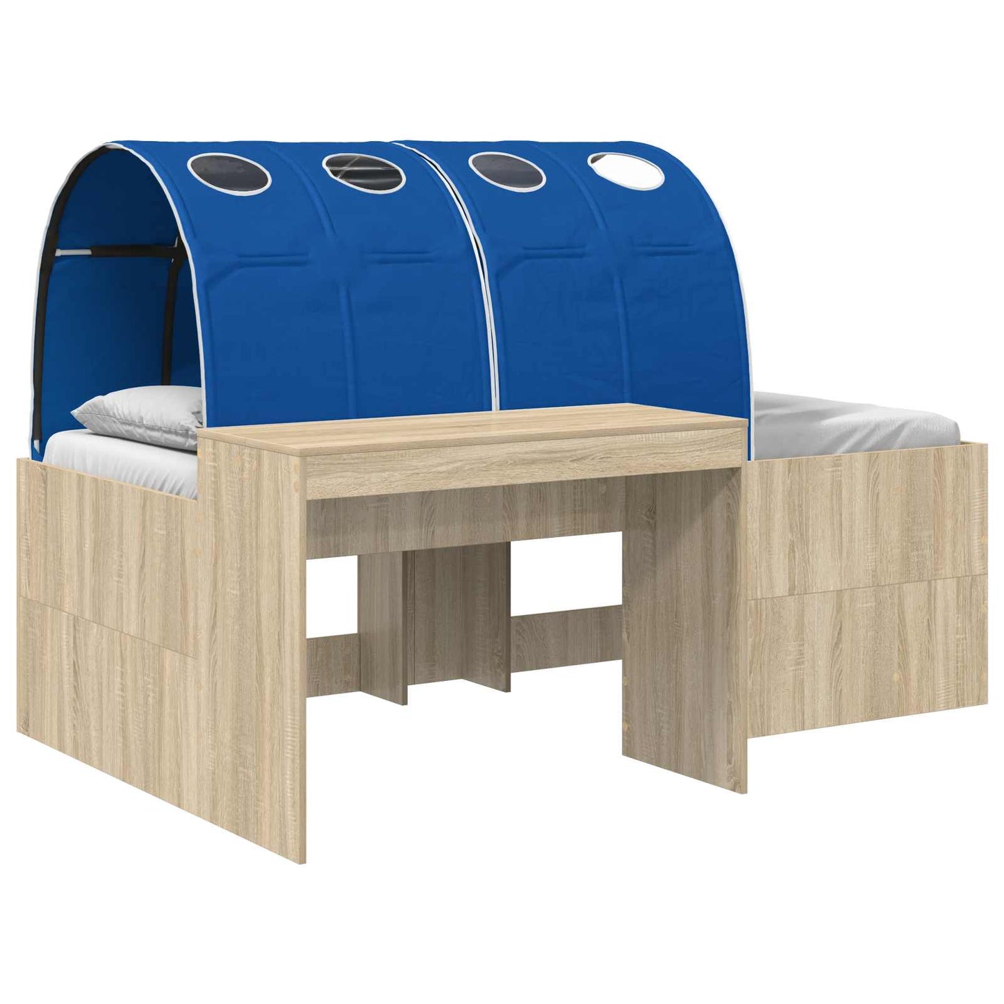 Letto alto per bambini con scrivania 3 pz Rovere Sonoma e Blu | homemem39