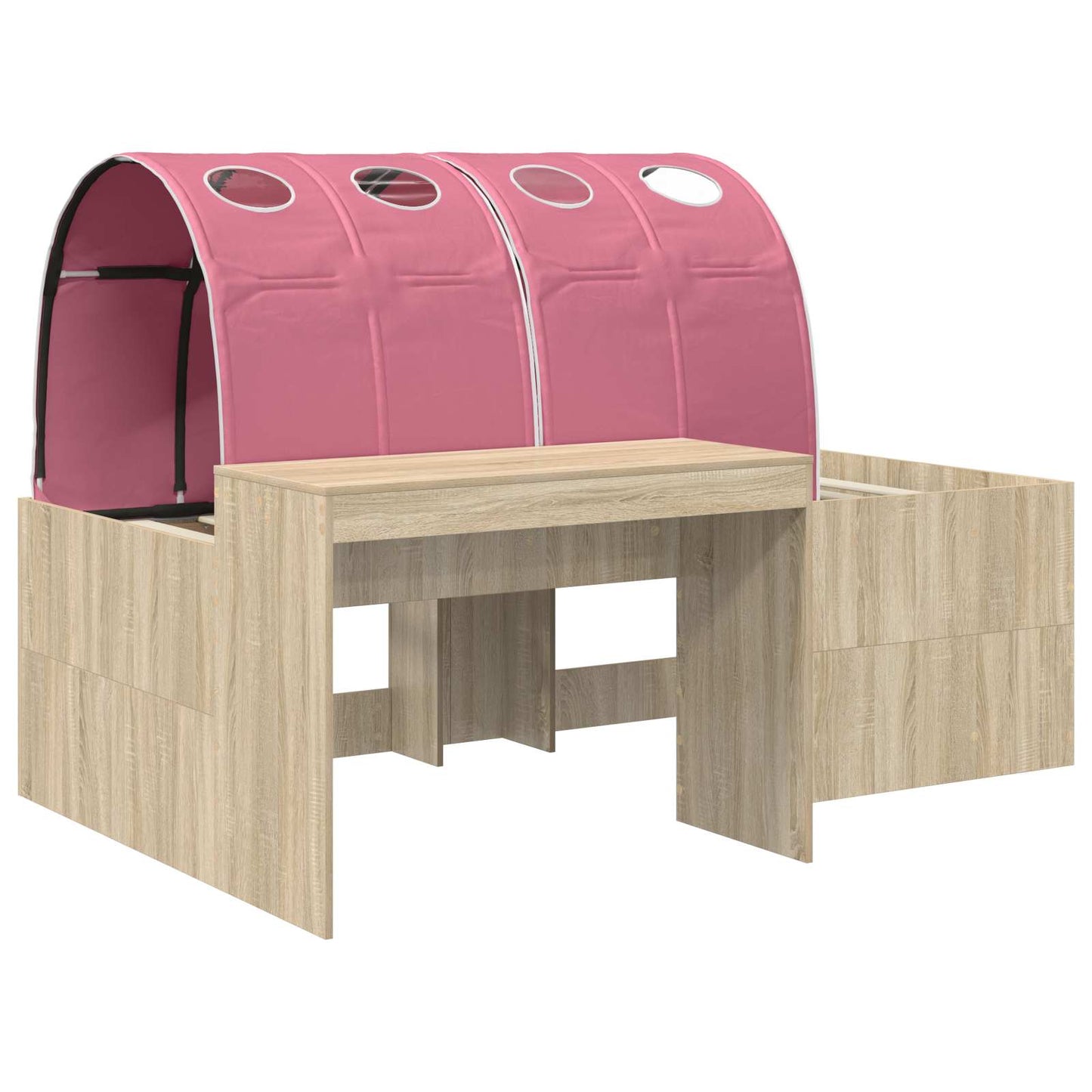 Letto alto per bambini con scrivania 3 pz Rovere Sonoma e Rosa | homemem39