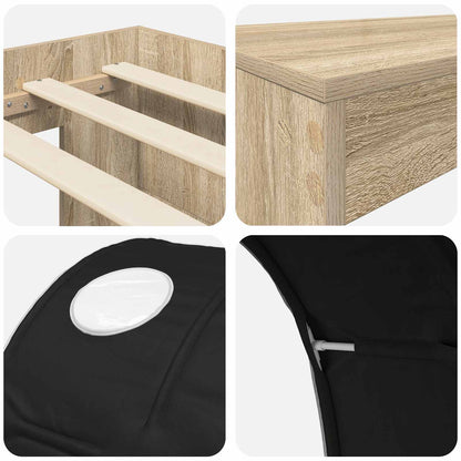 Letto alto per bambini con scrivania 3 pz Rovere Sonoma e Nero | homemem39