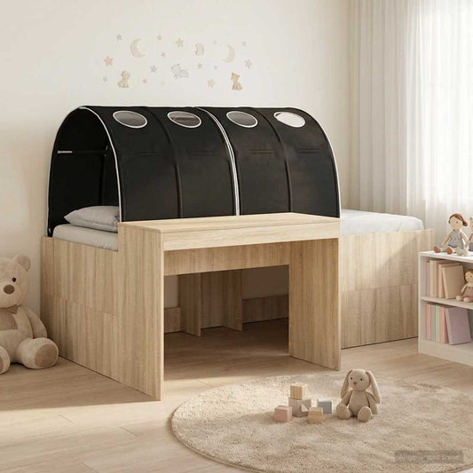 Letto alto per bambini con scrivania 3 pz Rovere Sonoma e Nero | homemem39