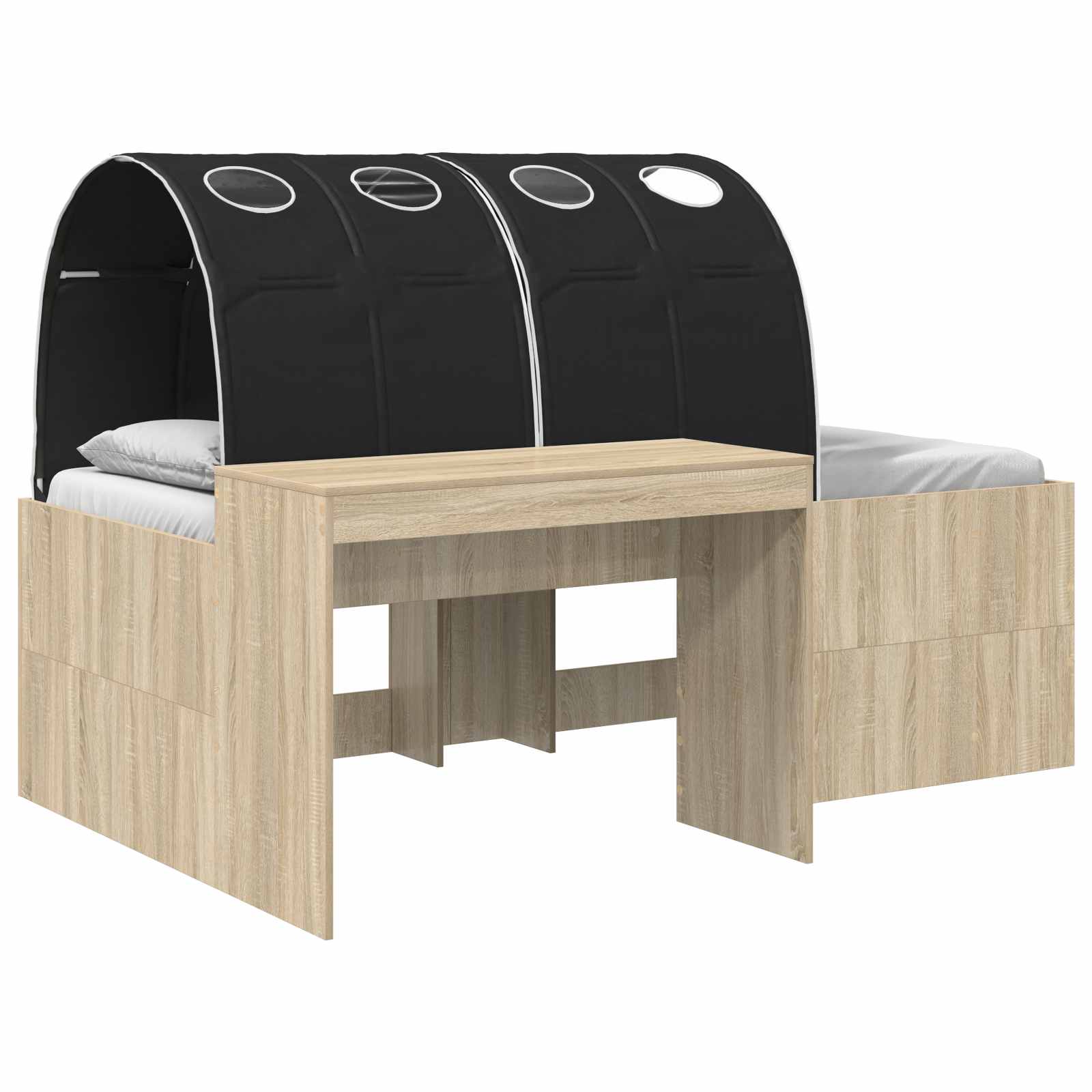 Letto alto per bambini con scrivania 3 pz Rovere Sonoma e Nero | homemem39
