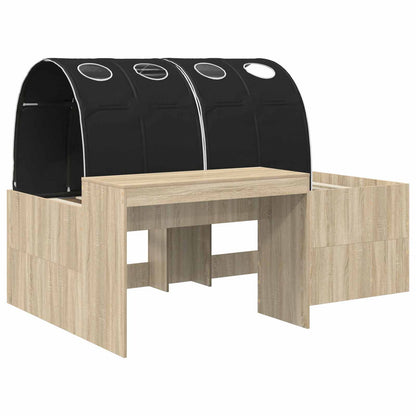 Letto alto per bambini con scrivania 3 pz Rovere Sonoma e Nero | homemem39