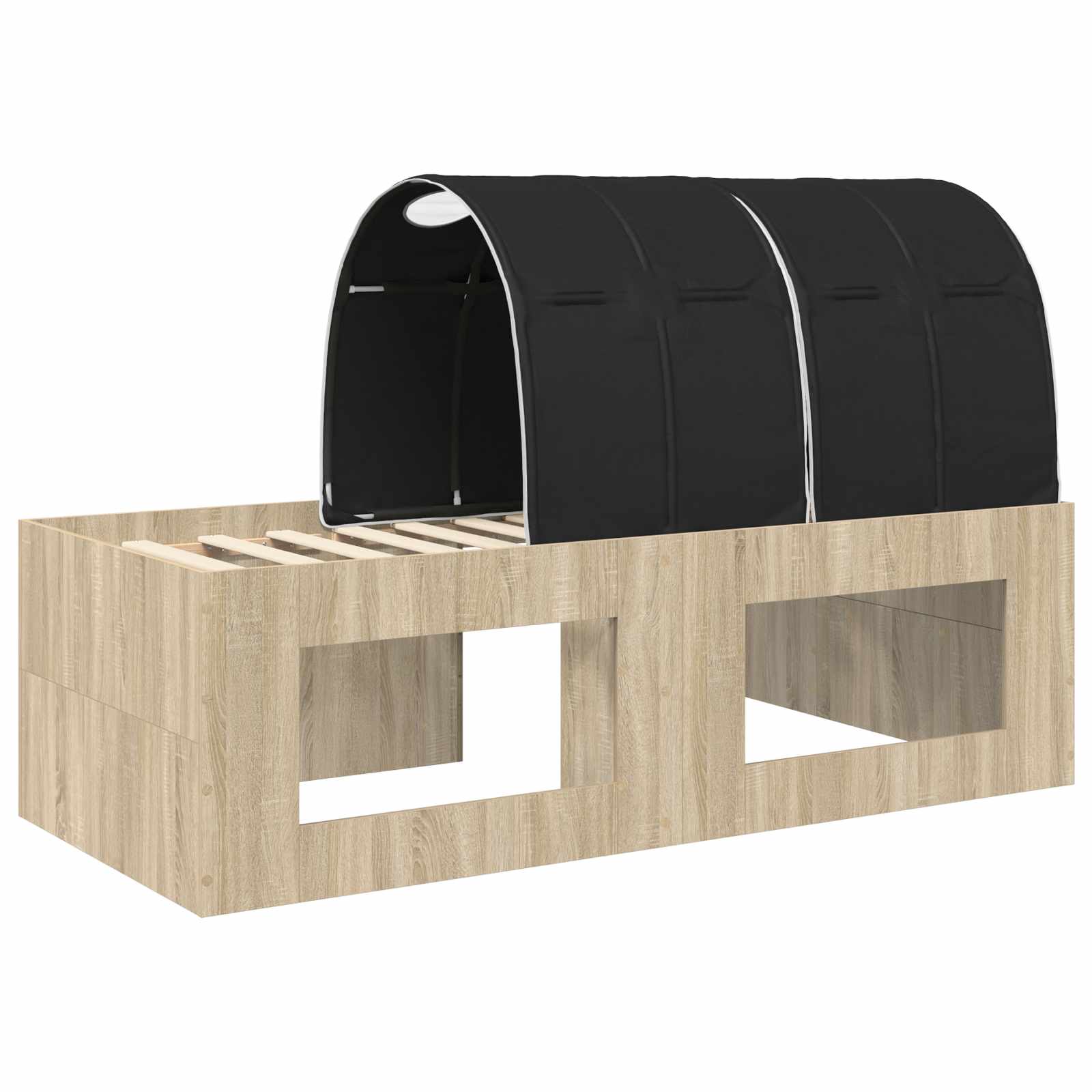 Letto alto per bambini con scrivania 3 pz Rovere Sonoma e Nero | homemem39