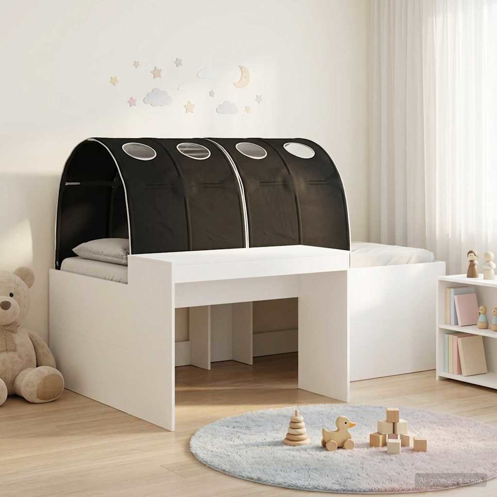 Letto con Tunnel 3 pz Rovere Artigianale e Nero | homemem39