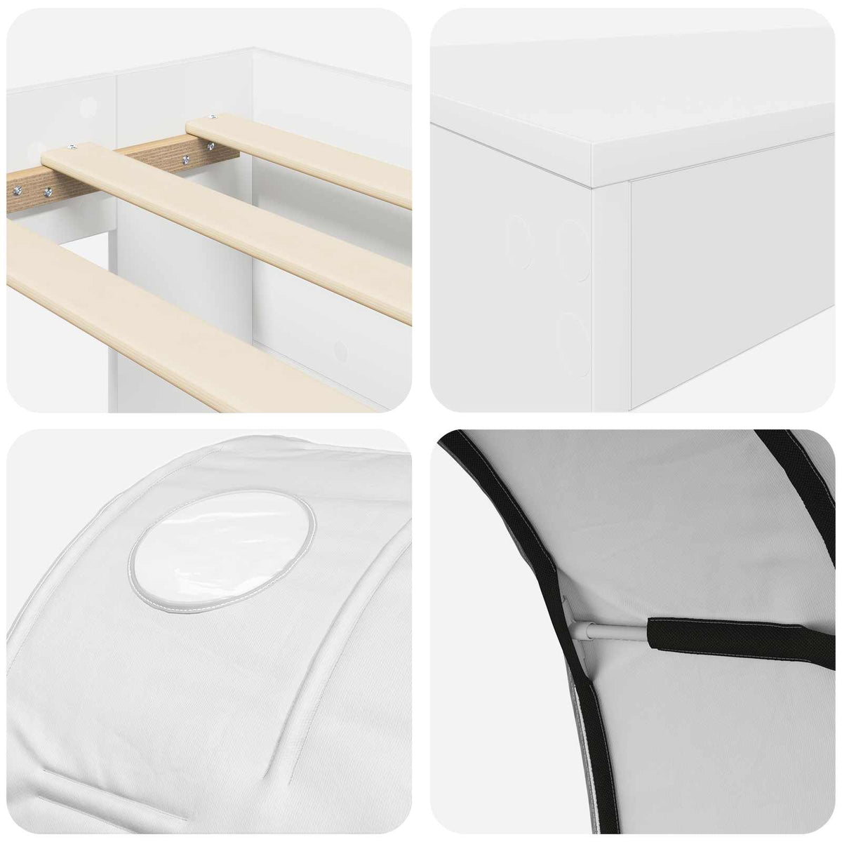 Letto con Tunnel 3 pz Bianco 118,6 x 193,2 x 75,1 cm