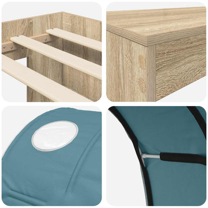 Letto con Tunnel 3 pz Rovere Artigianale e Blu Chiaro | homemem39
