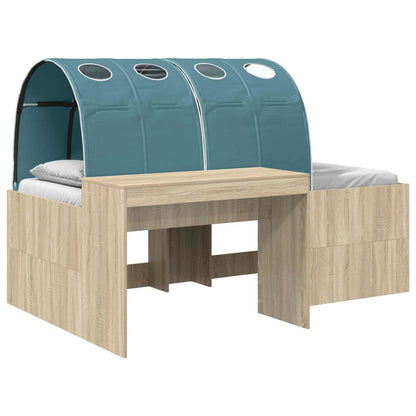 Letto con Tunnel 3 pz Rovere Artigianale e Blu Chiaro | homemem39