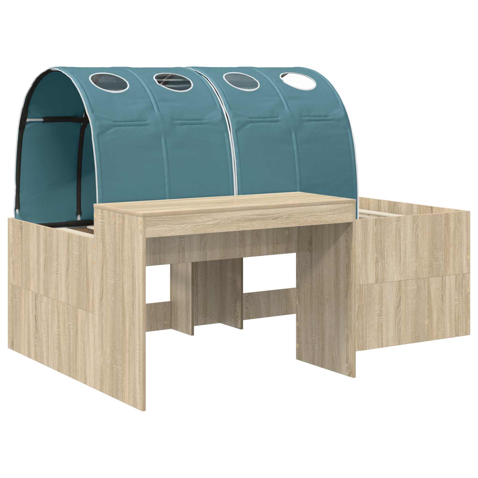 Letto con Tunnel 3 pz Rovere Artigianale e Blu Chiaro | homemem39