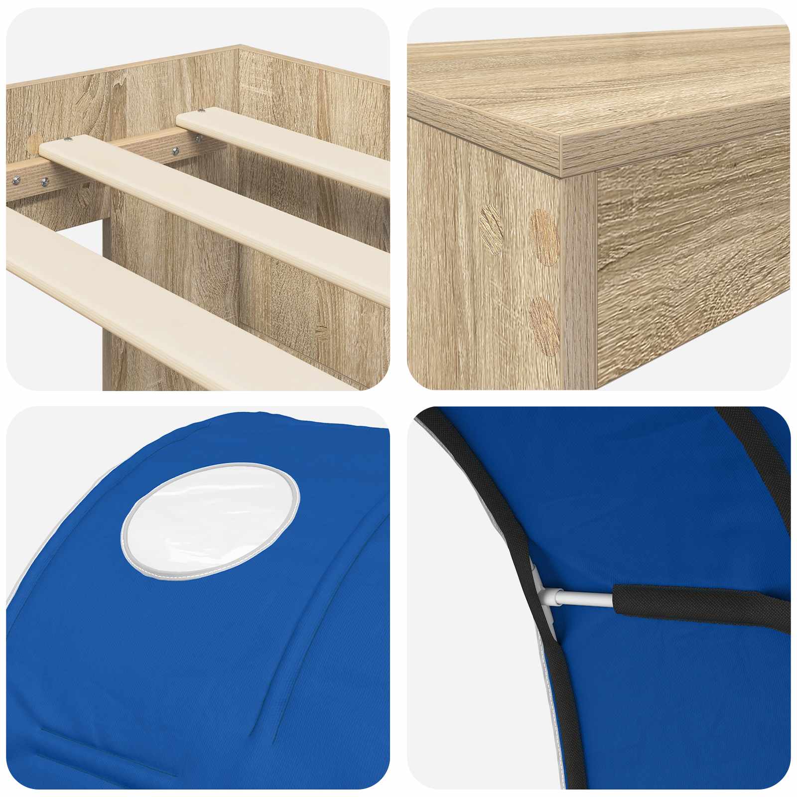Letto con Tunnel 3 pz Rovere Artigianale e Blu | homemem39