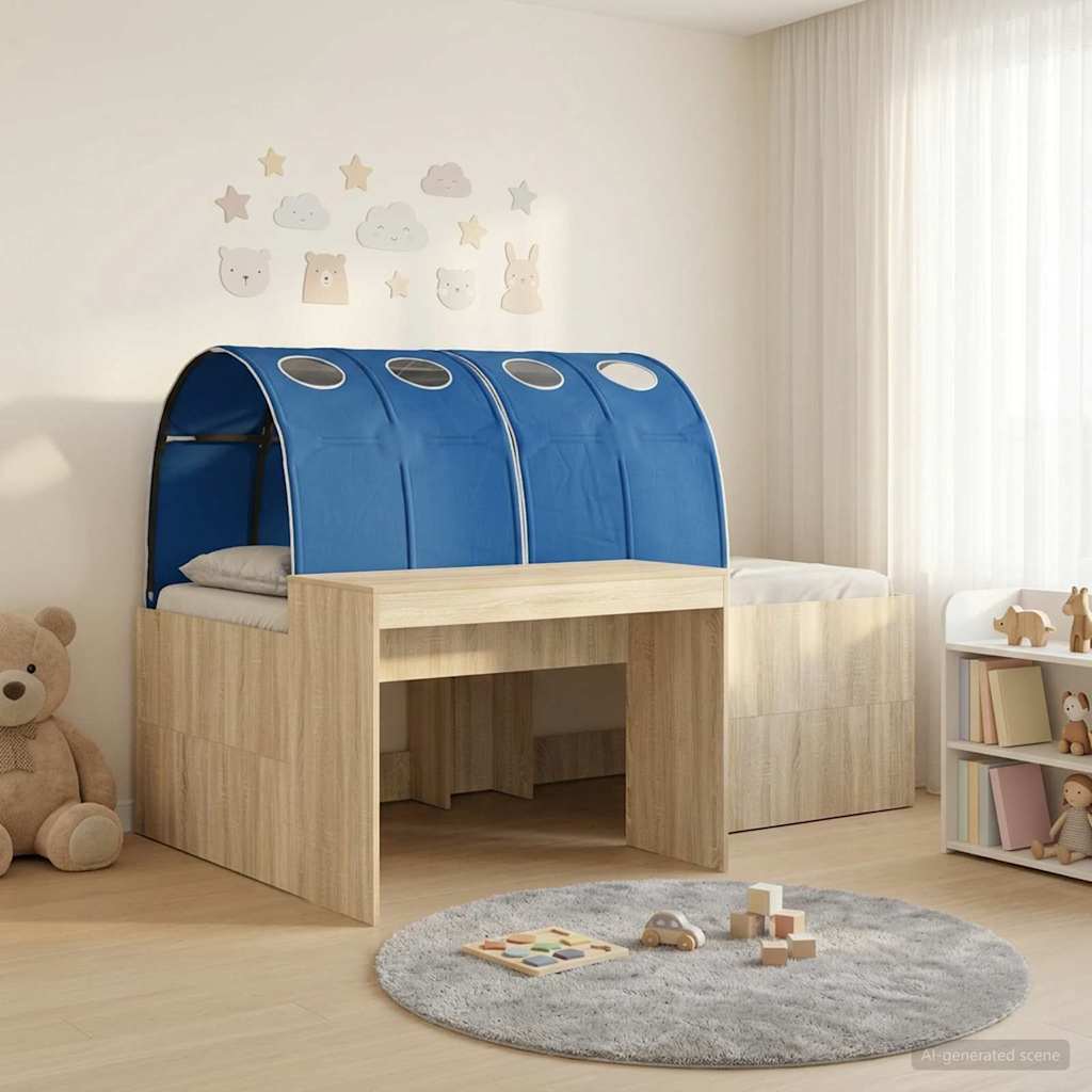 Letto con Tunnel 3 pz Rovere Artigianale e Blu | homemem39