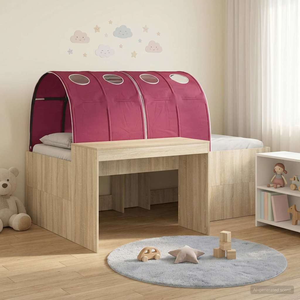 Letto con Tunnel 3 pz Rovere Artigianale e Rosso | homemem39