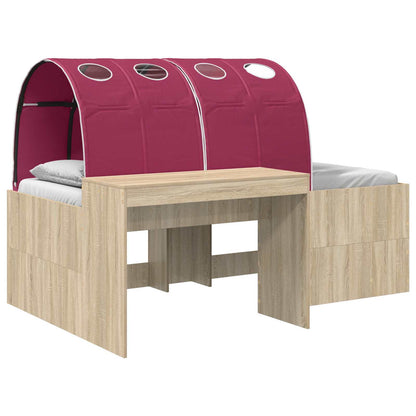 Letto con Tunnel 3 pz Rovere Artigianale e Rosso | homemem39
