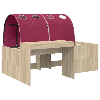 Letto con Tunnel 3 pz Rovere Artigianale e Rosso | homemem39