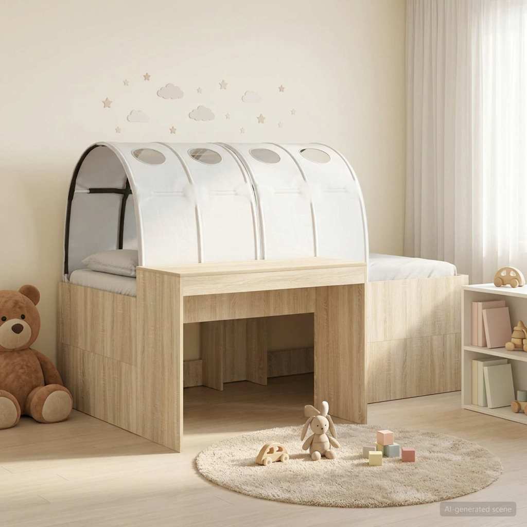 Letto con Tunnel 3 pz Rovere Artigianale e Bianco | homemem39