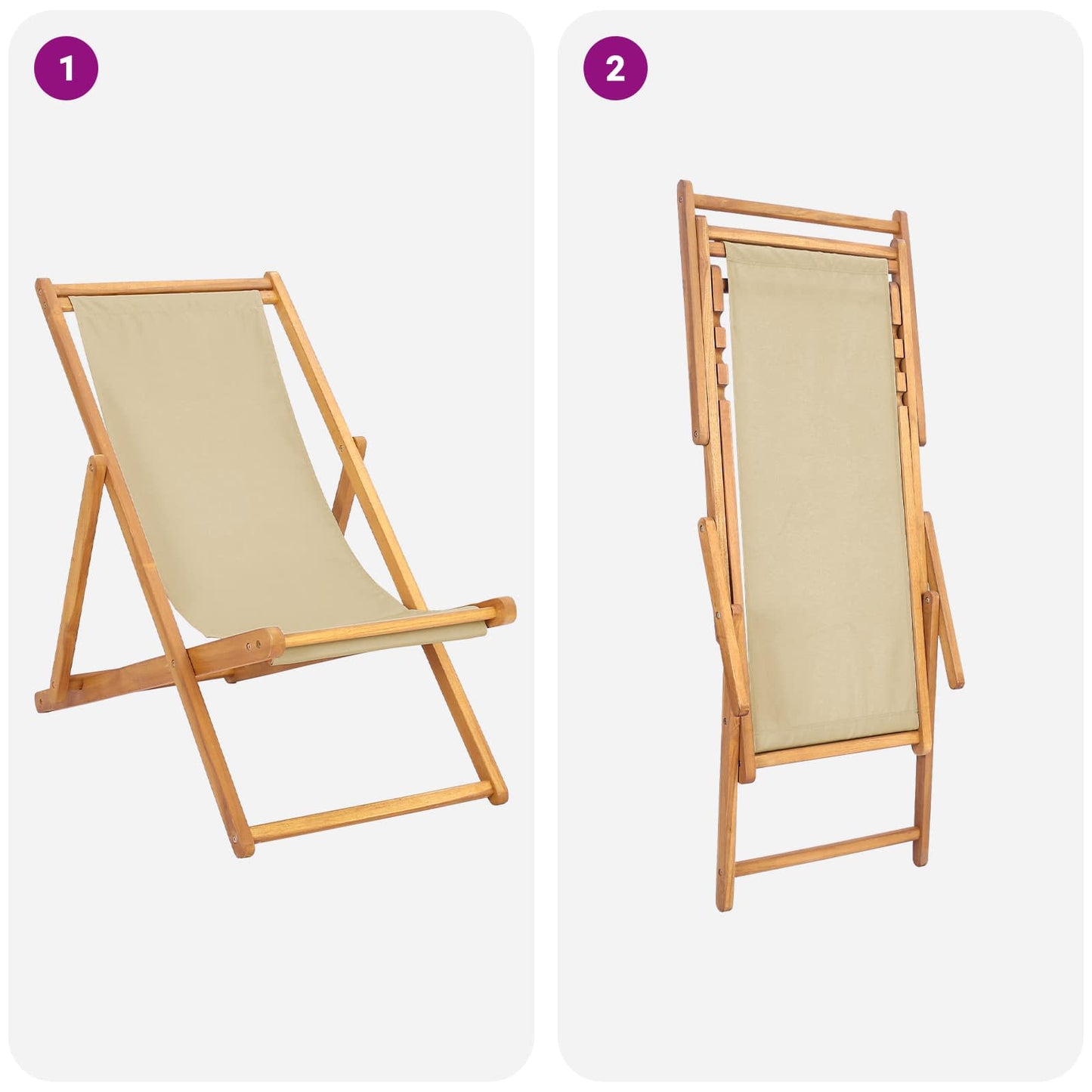 Sedia da spiaggia Beige Legno di teak solido | homemem39