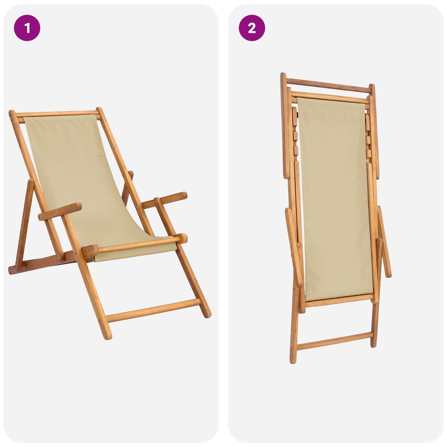 Sedia da spiaggia Beige Legno di teak solido | homemem39