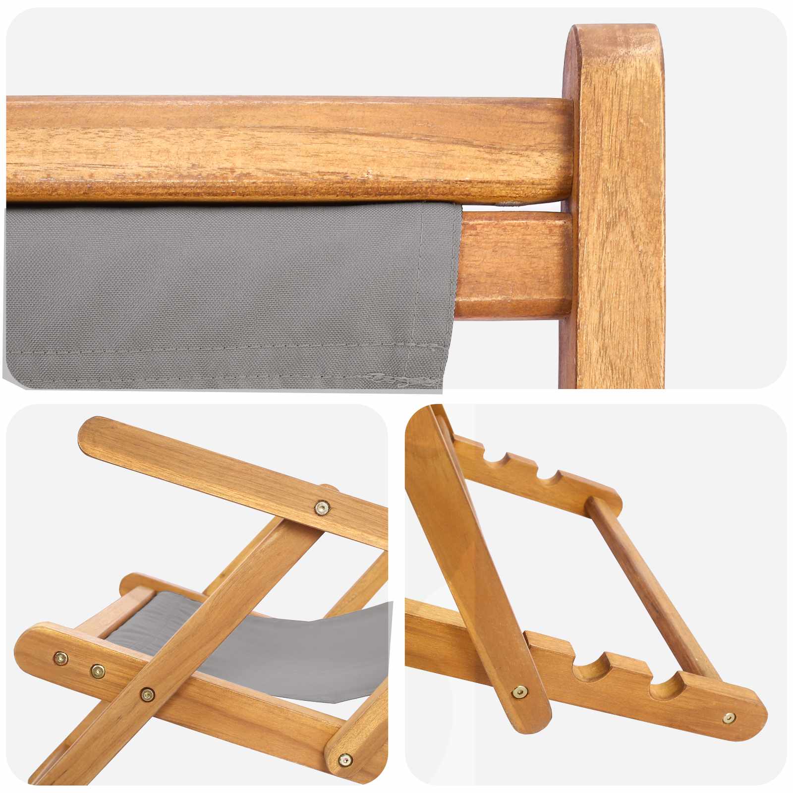 Sedia da spiaggia Grigio Chiaro Legno di teak solido | homemem39