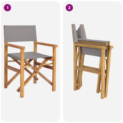 Sedia da regista Marrone e Grigio Chiaro Legno di teak solido