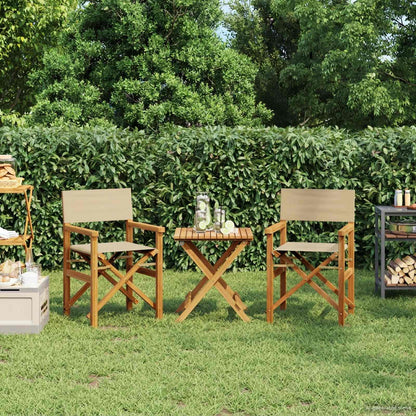 Sedia da regista Marrone e Beige Legno di teak solido