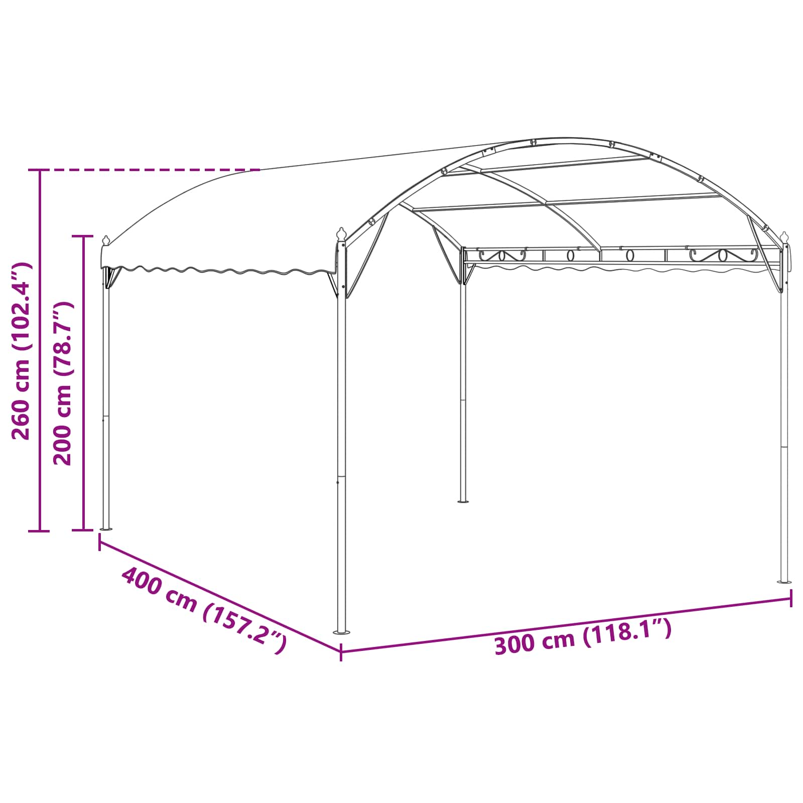 Gazebo 4 x 3 x 2,6 m Verde Poliestere e Acciaio | homemem39