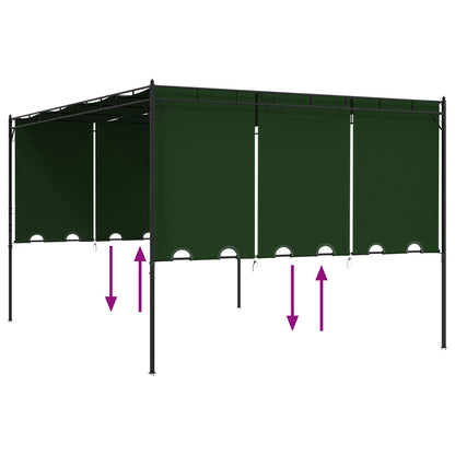 Gazebo 4 x 3 x 2,3 m Verde Poliestere e Acciaio