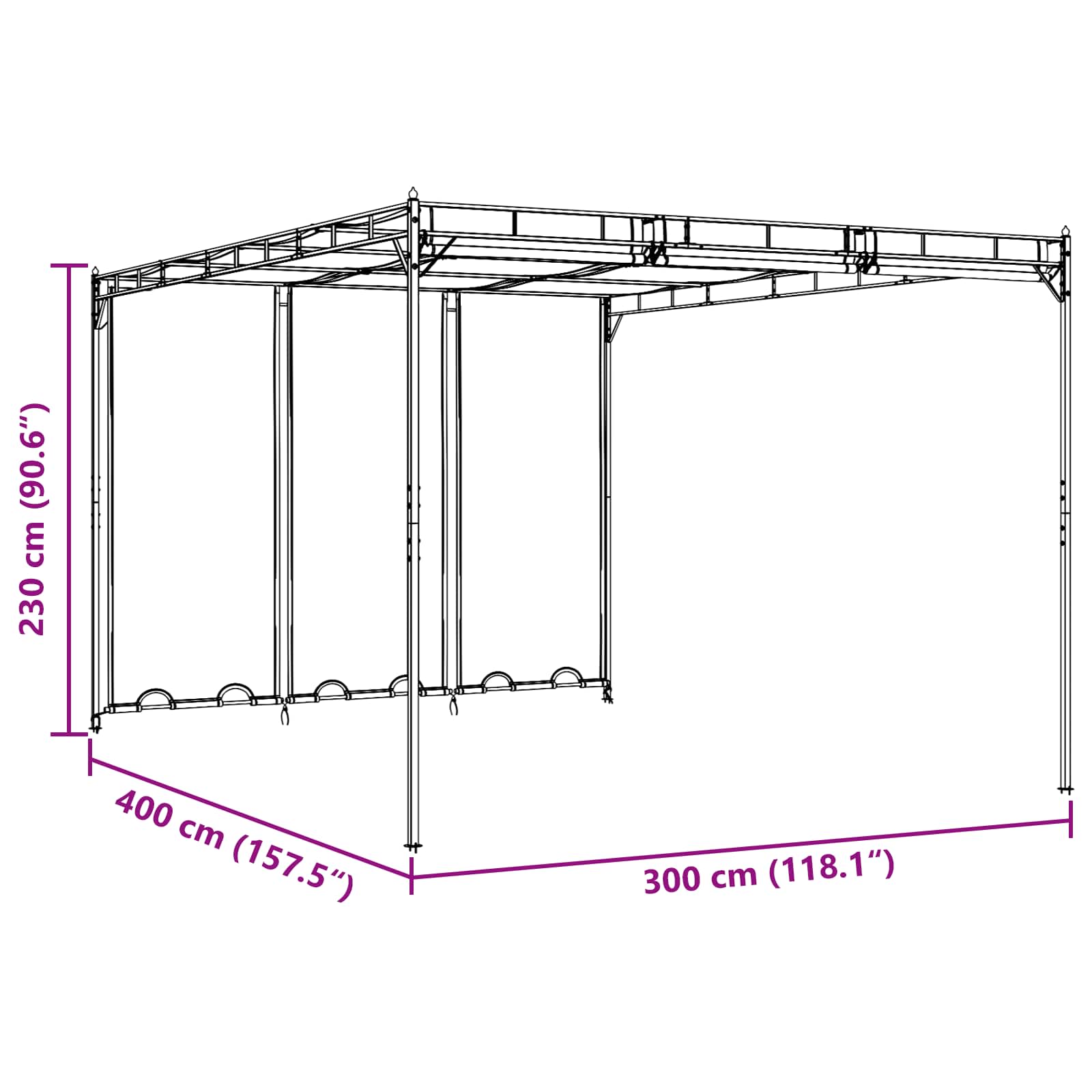 Gazebo 4 x 3 x 2,3 m Verde Poliestere e Acciaio | homemem39