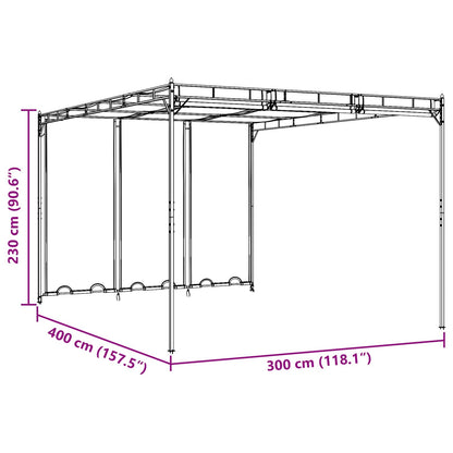 Gazebo 4 x 3 x 2,3 m Verde Poliestere e Acciaio