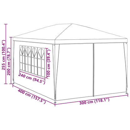 Tenda Party 400 x 300 x 255 cm Rosso PE e Acciaio