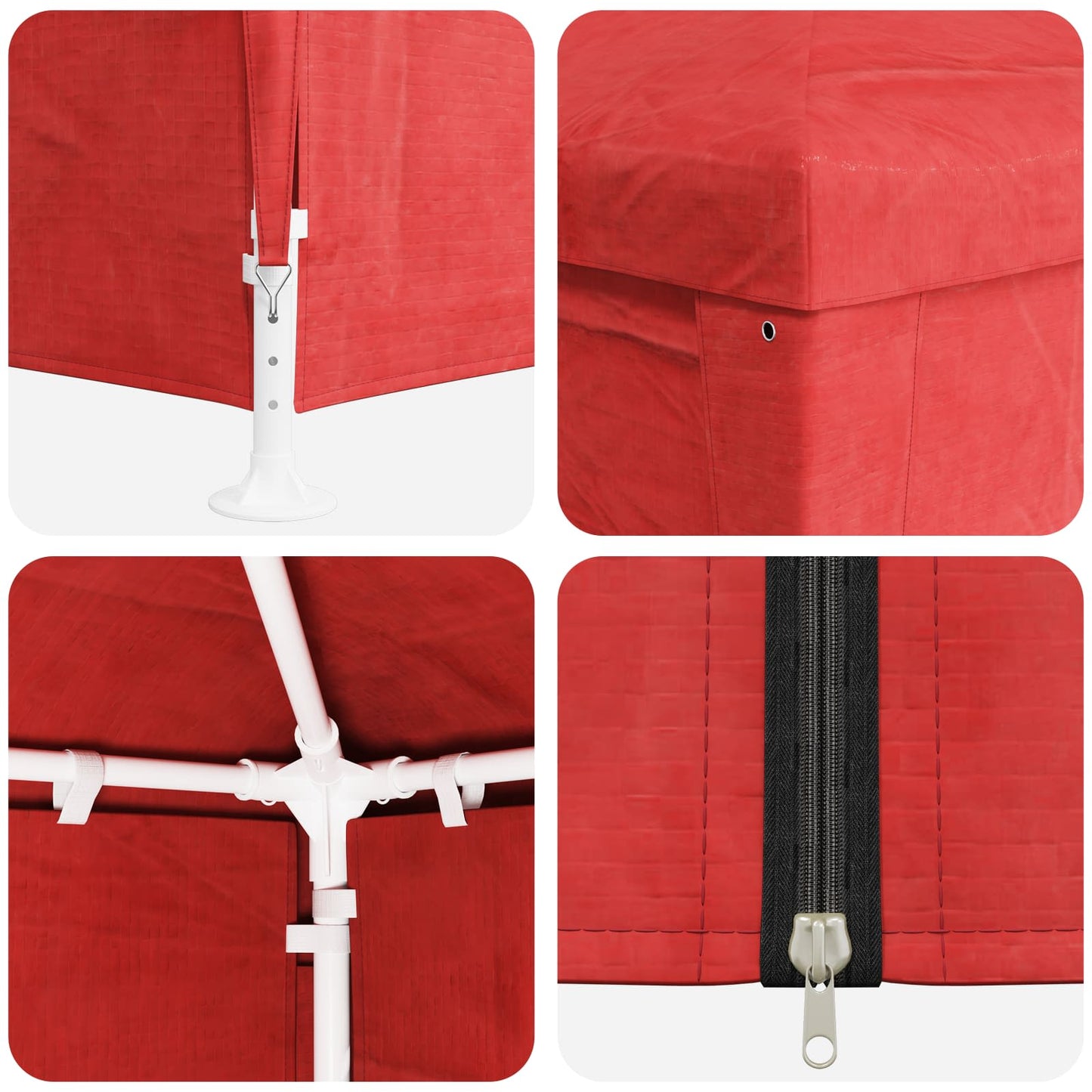 Tenda Party 600 x 300 x 255 cm Rosso PE e Acciaio