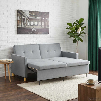 Divano Letto Estraibile Verde chiaro Tessuto | homemem39