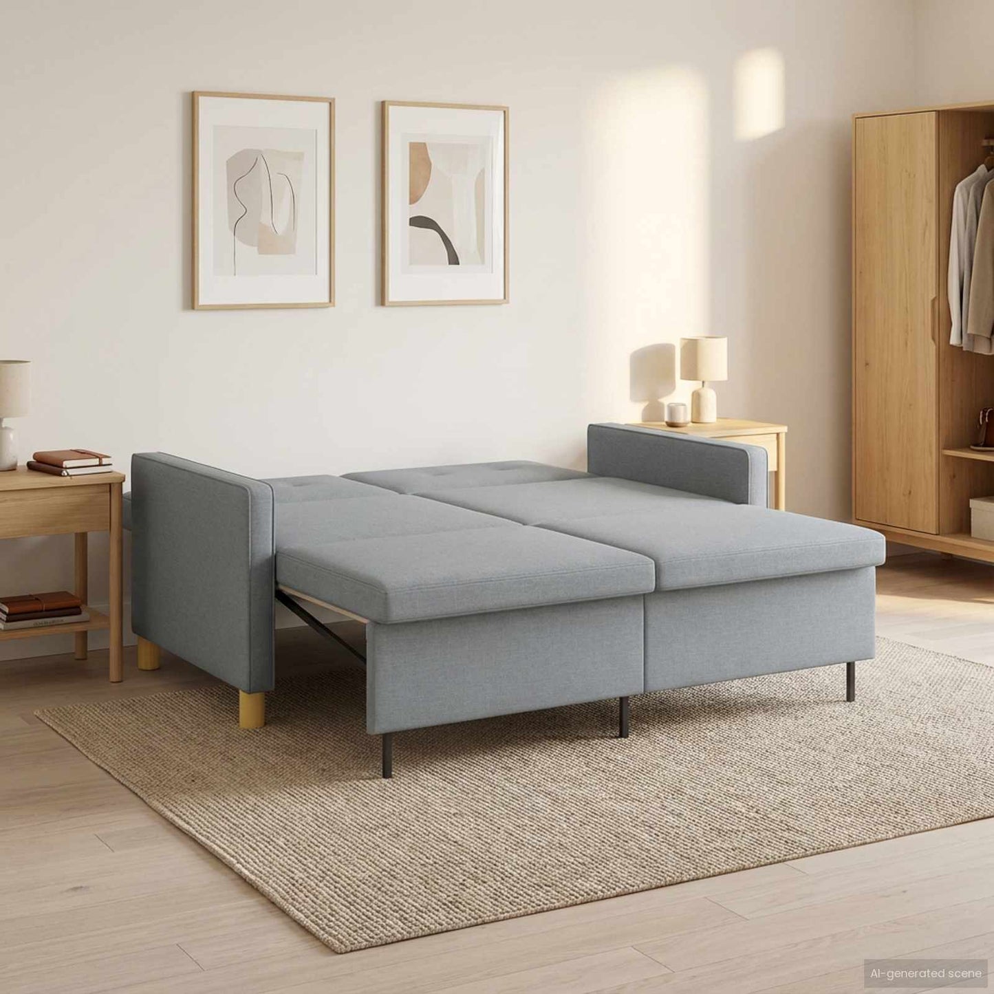 Divano Letto Estraibile Verde chiaro Tessuto | homemem39