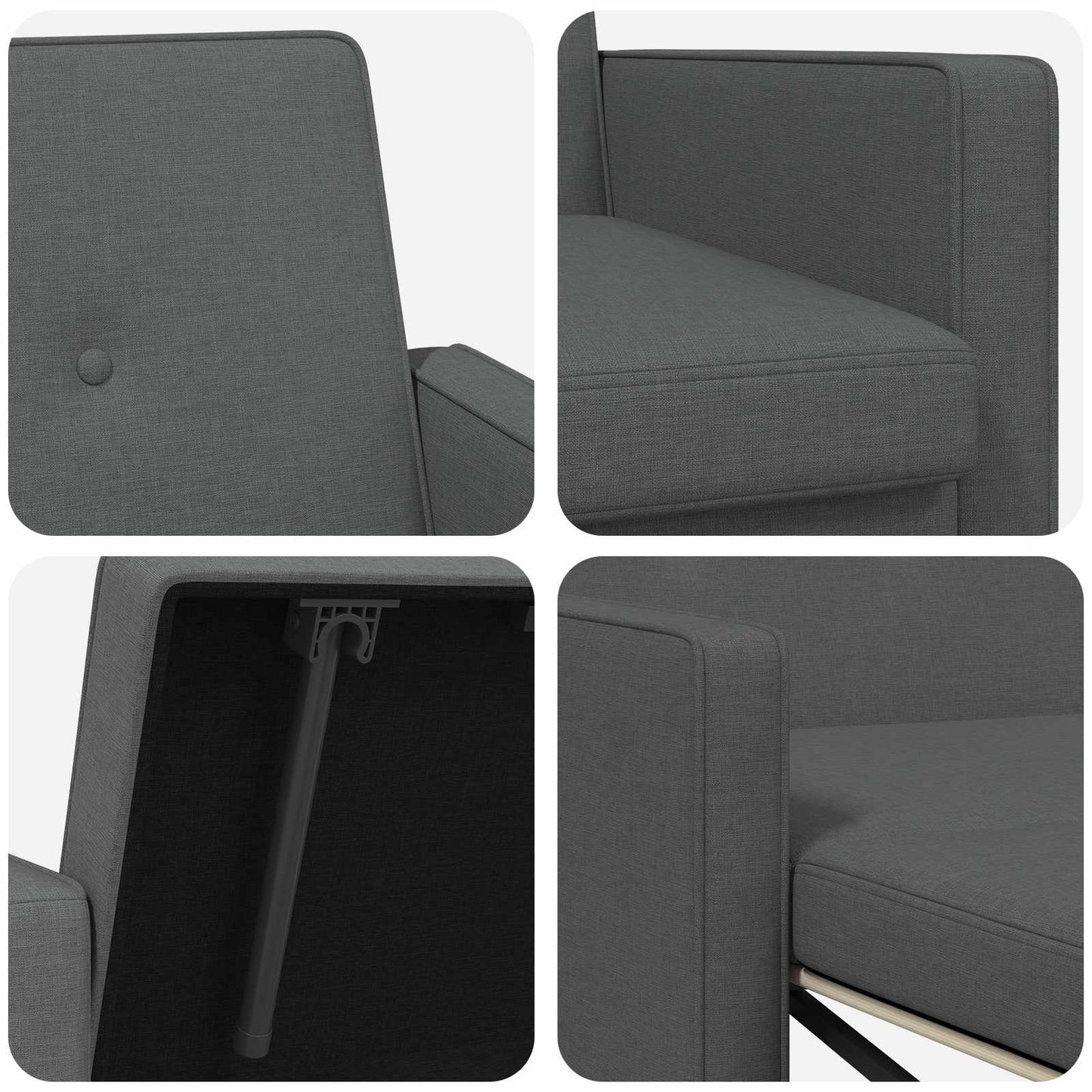 Divano Letto Estraibile Grigio Scuro Tessuto | homemem39