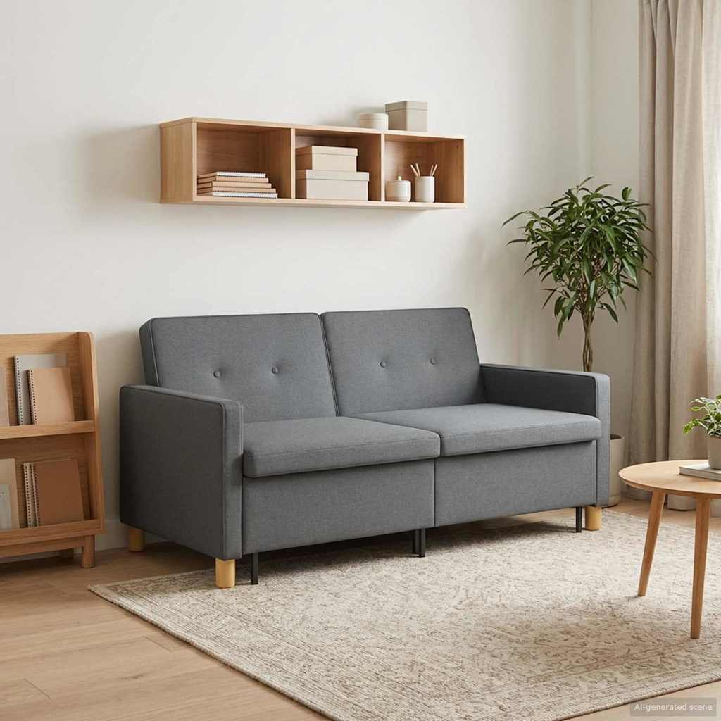 Divano Letto Estraibile Grigio Scuro Tessuto