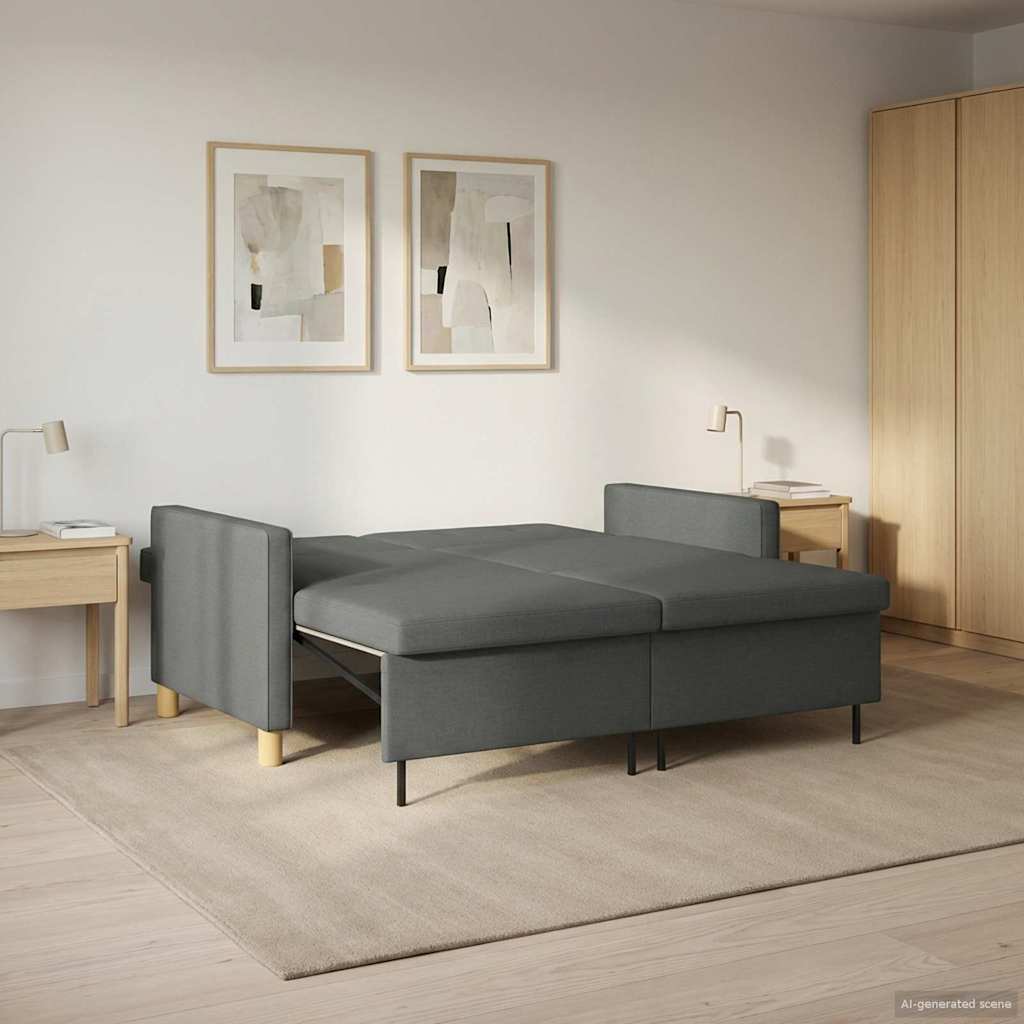 Divano Letto Estraibile Grigio Scuro Tessuto | homemem39
