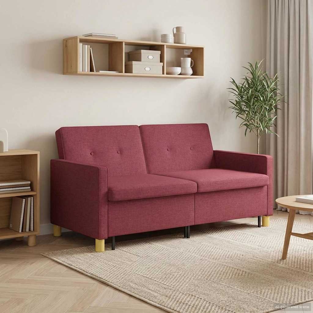 Divano Letto Estraibile Rosso Vino Tessuto | homemem39