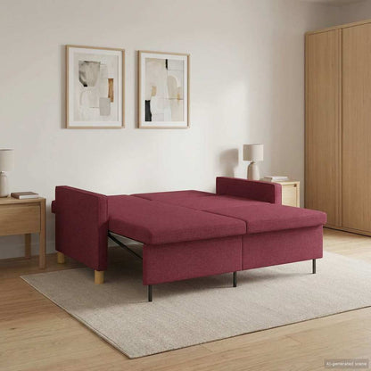 Divano Letto Estraibile Rosso Vino Tessuto | homemem39