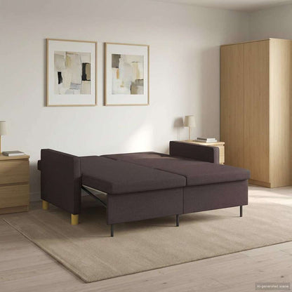 Divano Letto Estraibile Marrone Scuro Tessuto