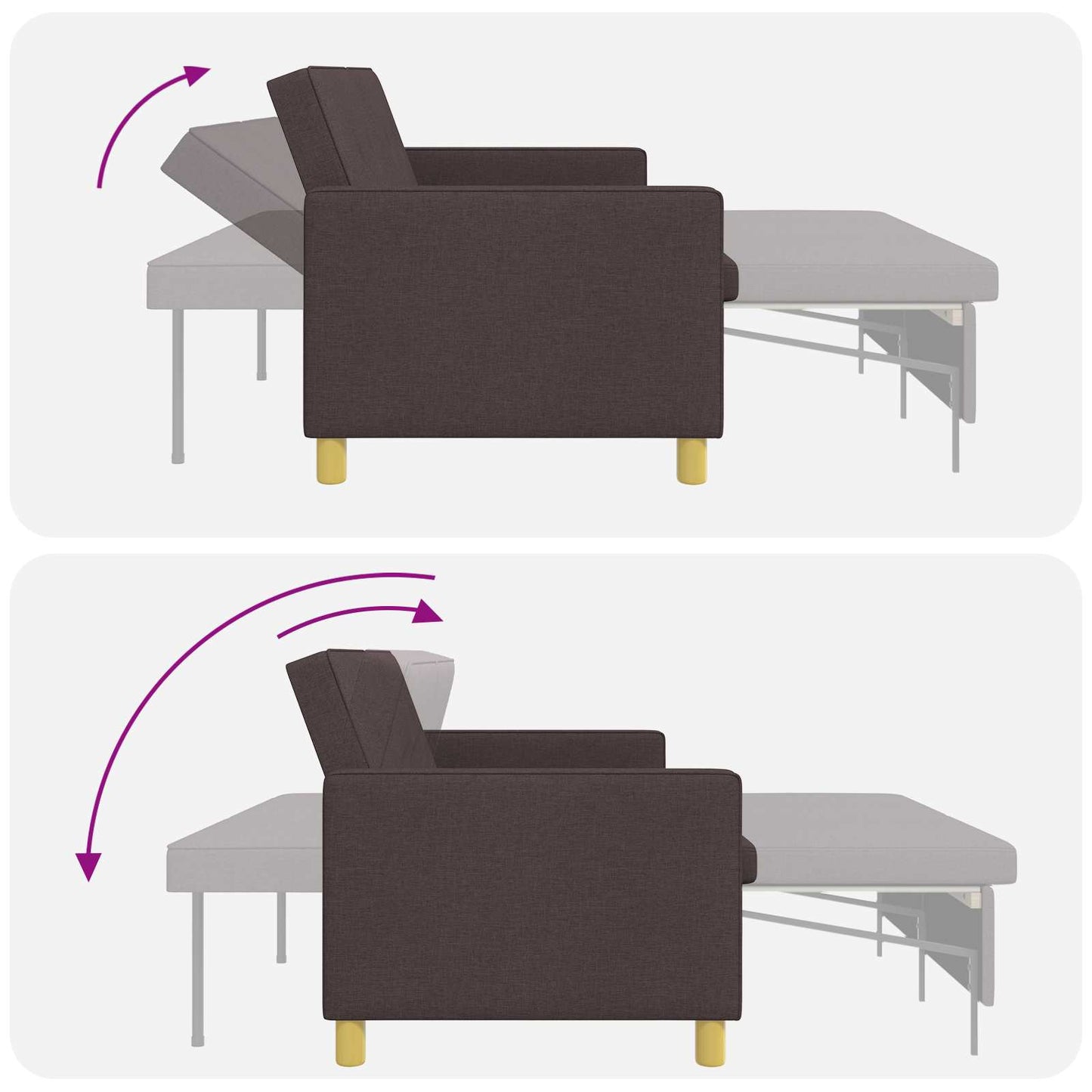 Divano Letto Estraibile Marrone Scuro Tessuto
