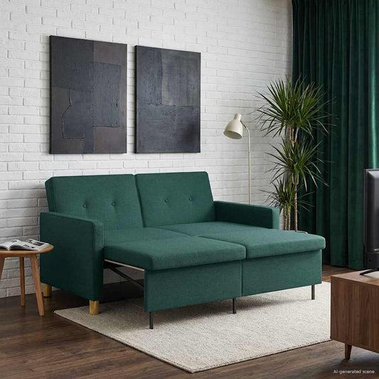 Divano Letto Estraibile Verde Scuro Tessuto | homemem39
