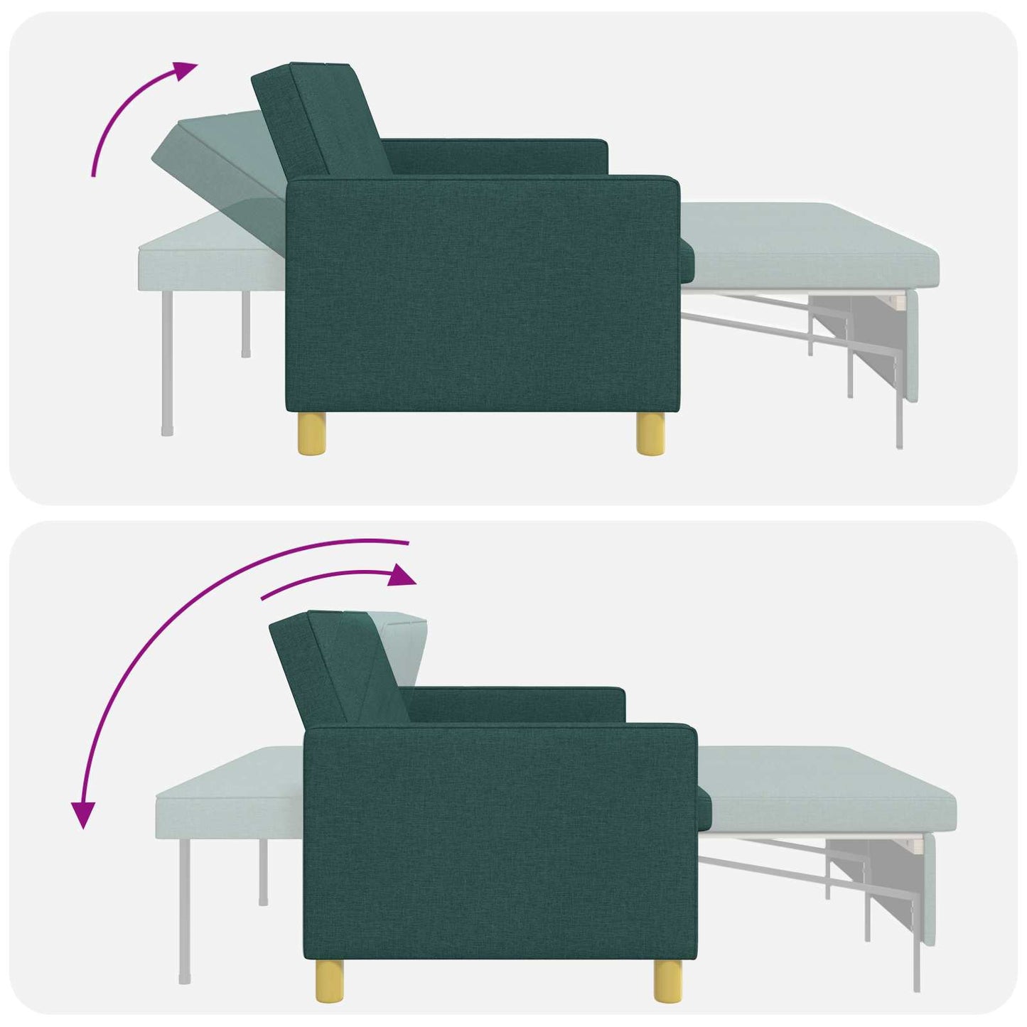 Divano Letto Estraibile Verde Scuro Tessuto