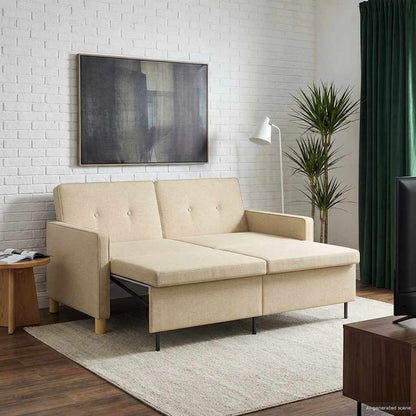 Divano Letto Estraibile Crema Tessuto | homemem39