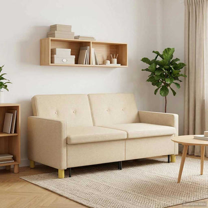 Divano Letto Estraibile Crema Tessuto | homemem39