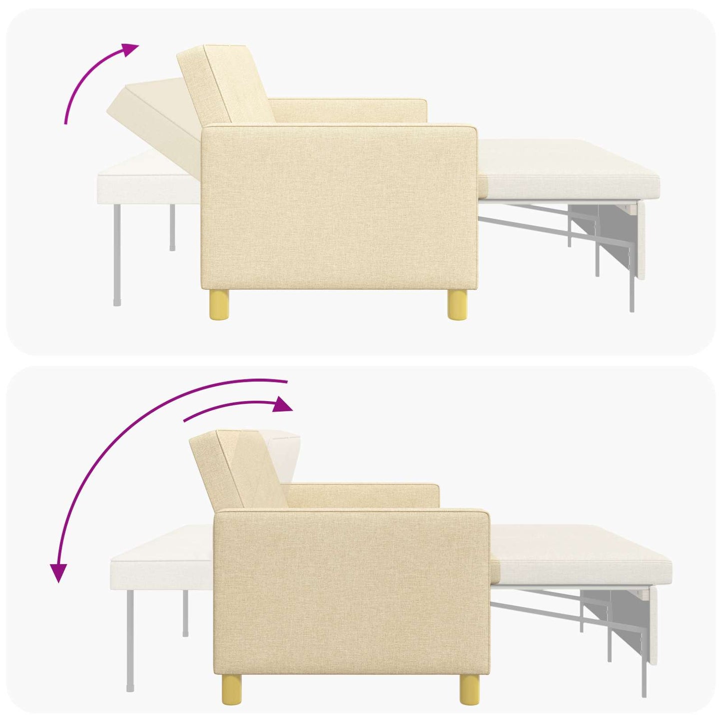 Divano Letto Estraibile Crema Tessuto