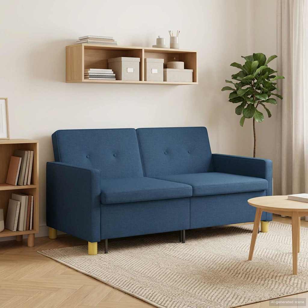 Divano Letto Estraibile Blu Tessuto | homemem39