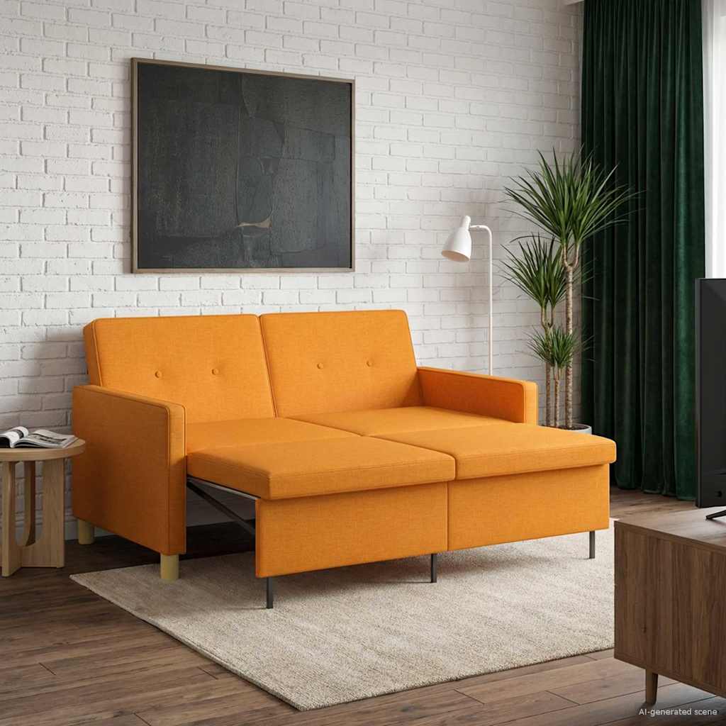 Divano Letto Estraibile Giallo Scuro Tessuto | homemem39
