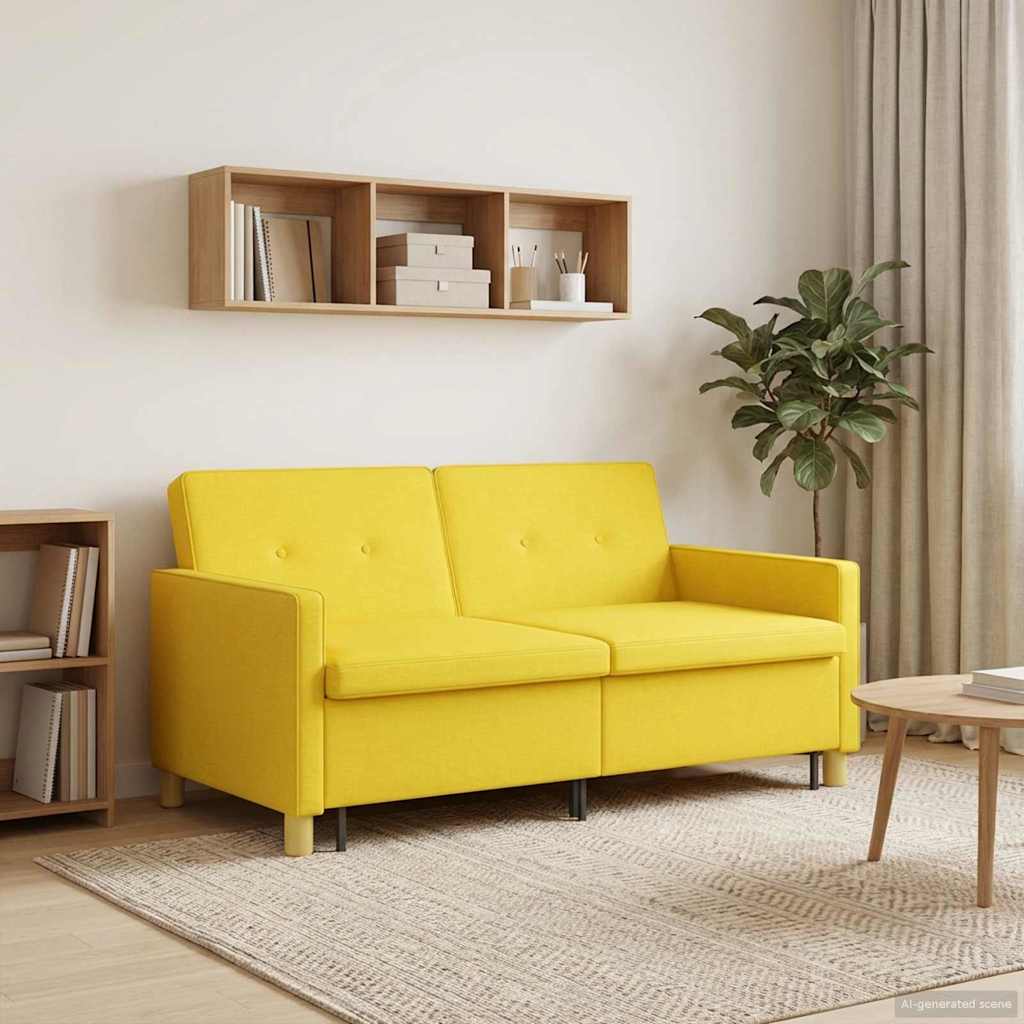 Divano Letto Estraibile Giallo Chiaro Tessuto | homemem39