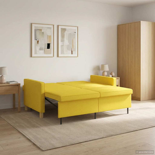 Divano Letto Estraibile Giallo Chiaro Tessuto | homemem39