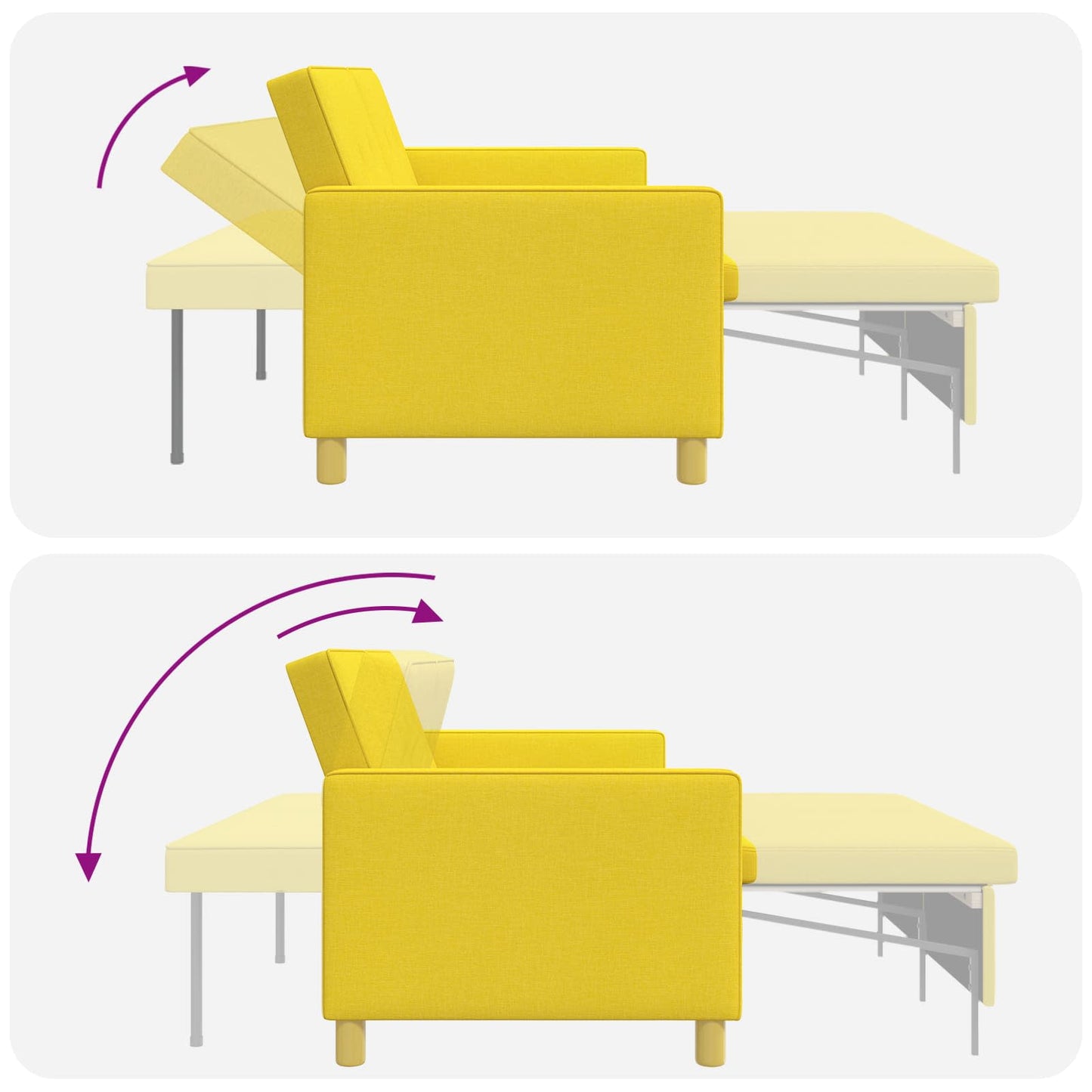 Divano Letto Estraibile Giallo Chiaro Tessuto