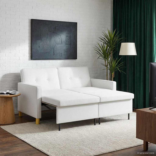 Divano Letto Estraibile Bianco Tessuto | homemem39