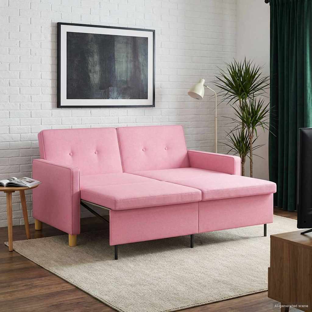 Divano Letto Estraibile Rosa Tessuto | homemem39